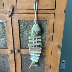 Fish Driftwood Hanging Decoration Ceramic Head and Tail Rustic Rope Christmas